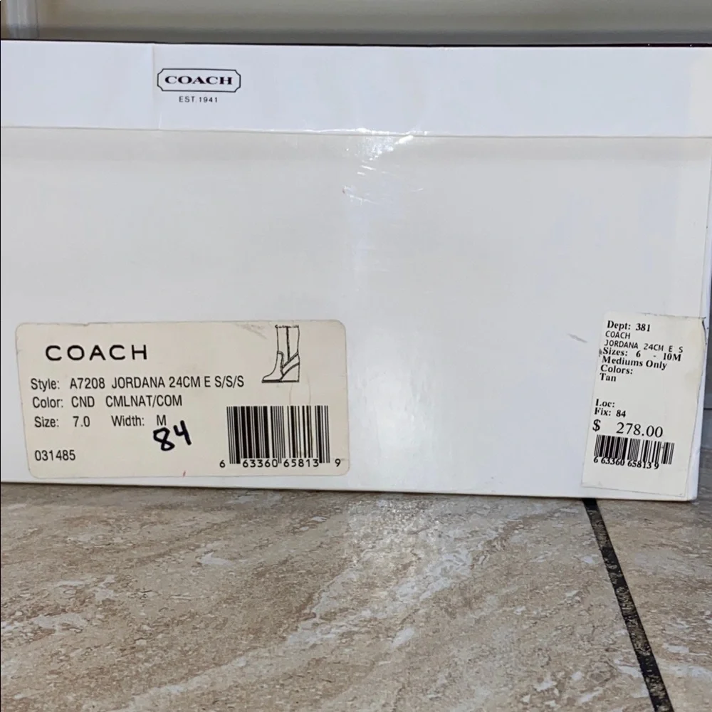 COACH Jordana Suede Shearling Trim Wedge Boots in Tan & Beige in Size 7 - Picture 15 of 15